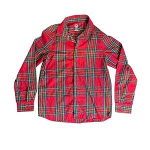 Wonder Nation Red and Green Plaid Button Down Christmas Shirt Size 14 Husky